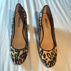 LOUISE ET CIE LEOPARD PRINT PONY HAIR HEEL